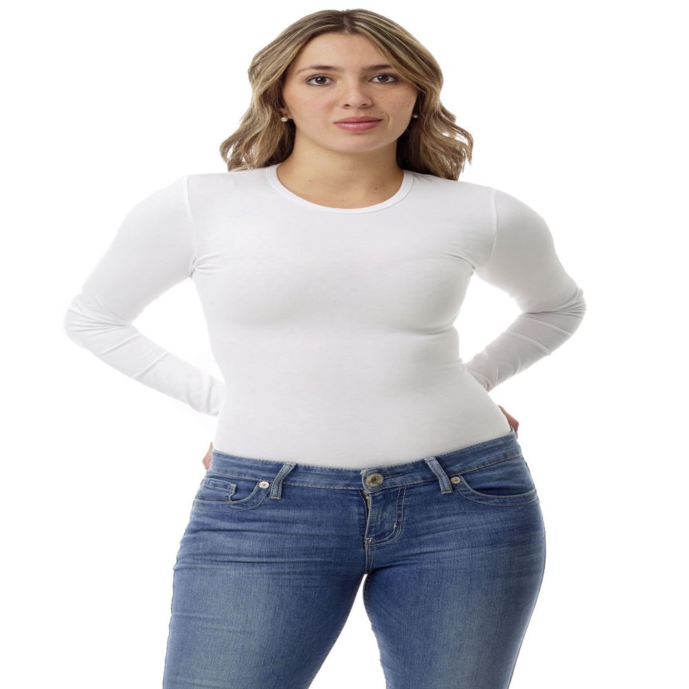 Underworks Women's Ultra Light Compression Minimizer Crew Long Sleeves, Large, White