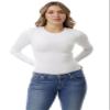 Underworks Women's Ultra Light Compression Minimizer Crew Long Sleeves, Large, White view 1