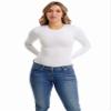 Underworks Women's Ultra Light Compression Minimizer Crew Long Sleeves, Large, White view 2