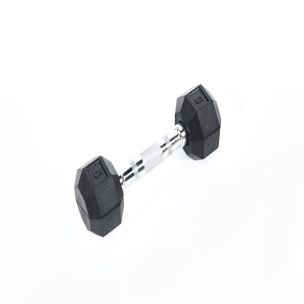 Ader Rubber Coated Dumbbell w/Contoured Chrome Handle (5-Pound)