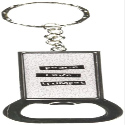 Graphics and More Ring Bottlecap Opener Key Chain, Peace Love Trumpet (KK2124)