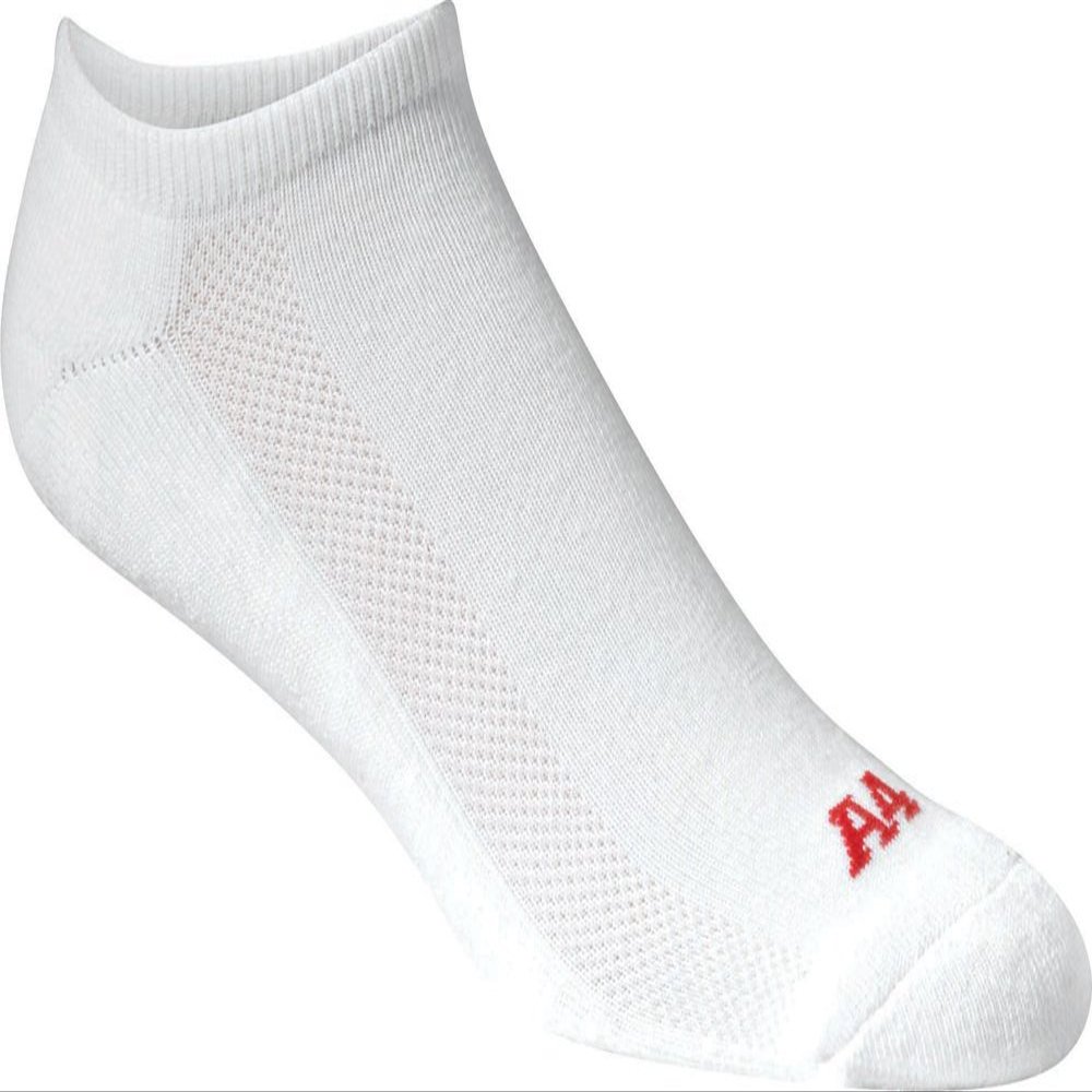 A4 S8001 Performance No Show Socks, White, Large