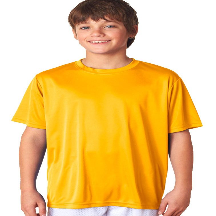 A4 Youth Solid Color Performance Crew T-Shirt Gold Large