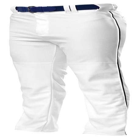 A4 Men's Side Seam Performance Warp-Knit Baseball Pant, Large, White/Black