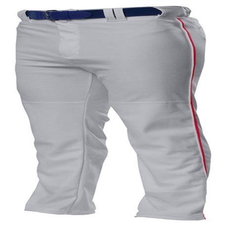 A4 Youth Contrast Open Bottom Baggy Cut Baseball Pant, Grey/Scarlet Red, Large