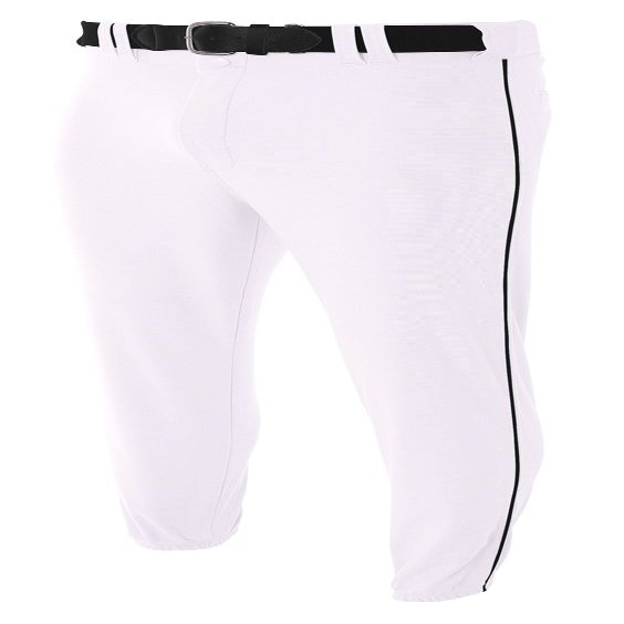 A4 Mens Pro-Style Elastic Bottom Baseball Pant, 2XL, White/Black