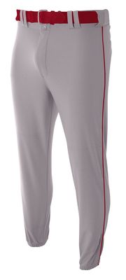 A4 Mens Pro-Style Elastic Bottom Baseball Pant, 2XL, Gray/Cardinal
