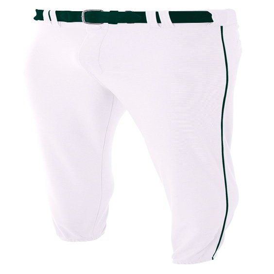 A4 Mens Pro-Style Elastic Bottom Baseball Pant, 2XL, White/Forest