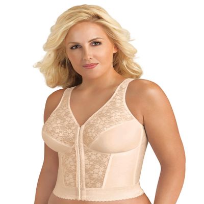 Exquisite Form womens Fully Front Close Longline Lace Posture Bra, Rose Beige, 38D US