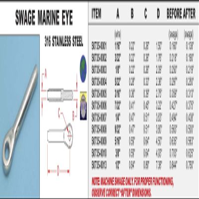 316 Stainless Steel Swage Marine Eye 5/16" (S0735-0009)