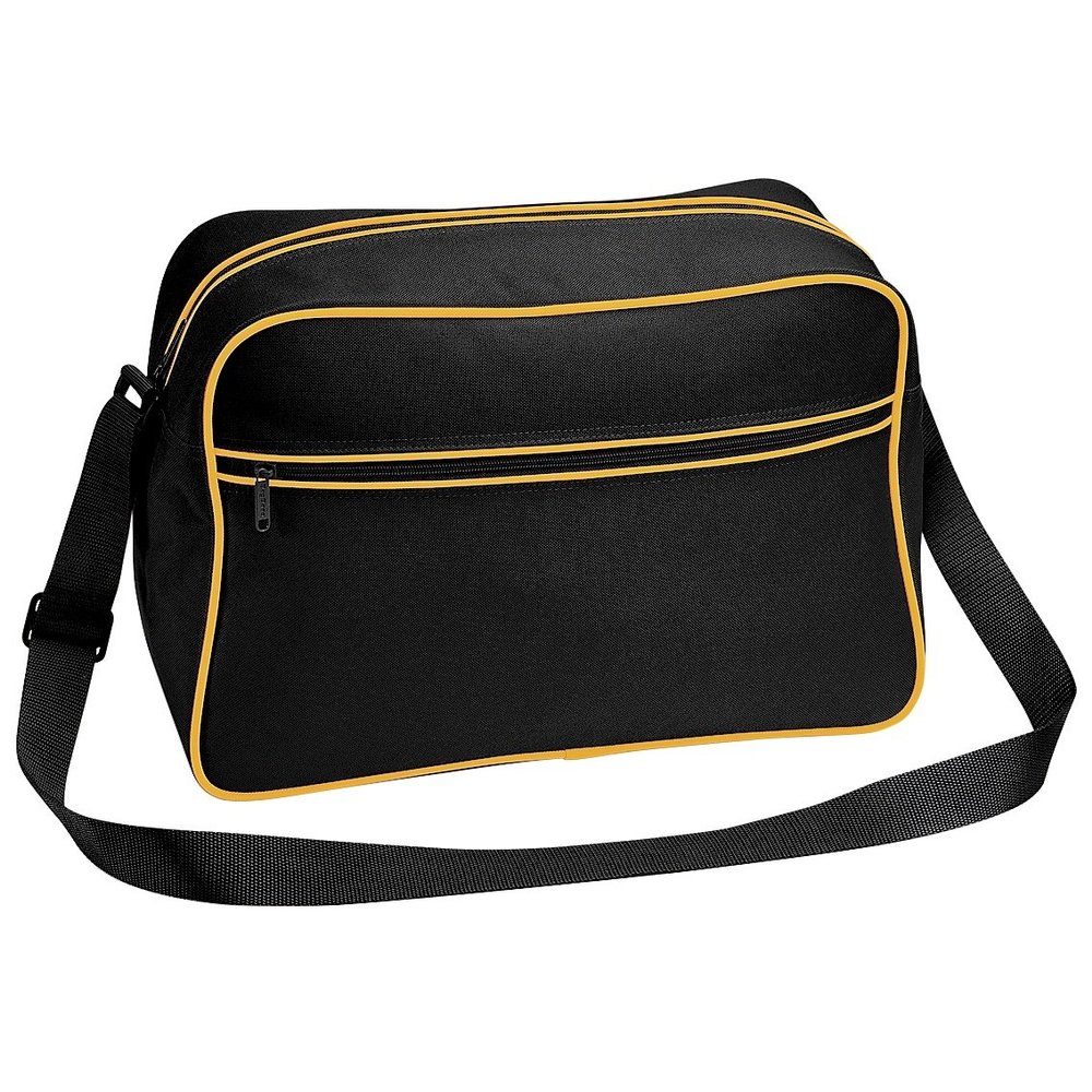 BagBase Retro Adjustable Shoulder Bag (18 Liters) (One Size) (Black/Gold)
