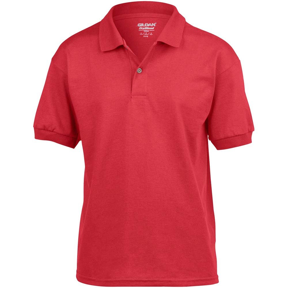 Gildan DryBlend Childrens Unisex Jersey Polo Shirt (S) (Red)