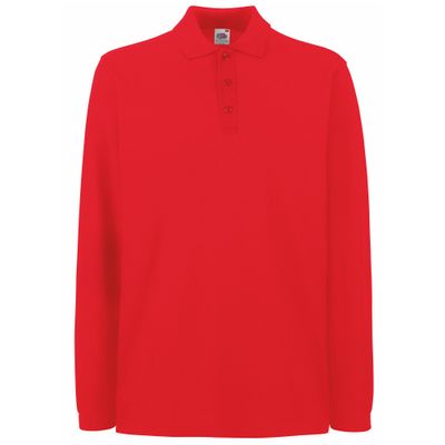 Fruit of the Loom Mens Premium Long Sleeve Polo Shirt (L) (Red)