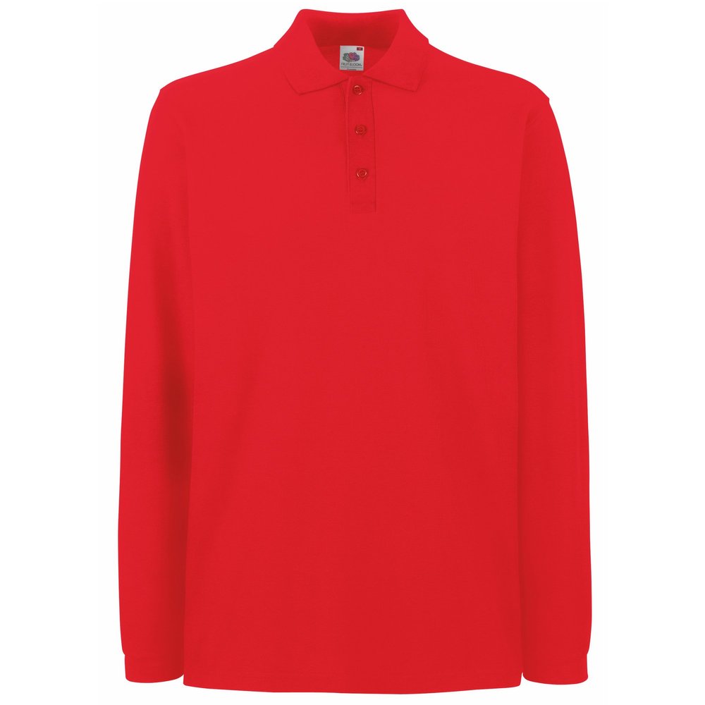Fruit of the Loom Mens Premium Long Sleeve Polo Shirt (L) (Red)