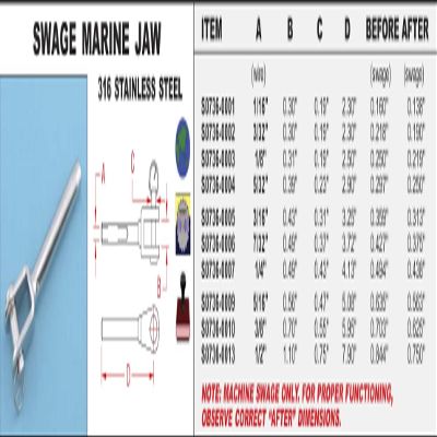 316 Stainless Steel Swage Marine Jaw 3/8" (S0736-0010)