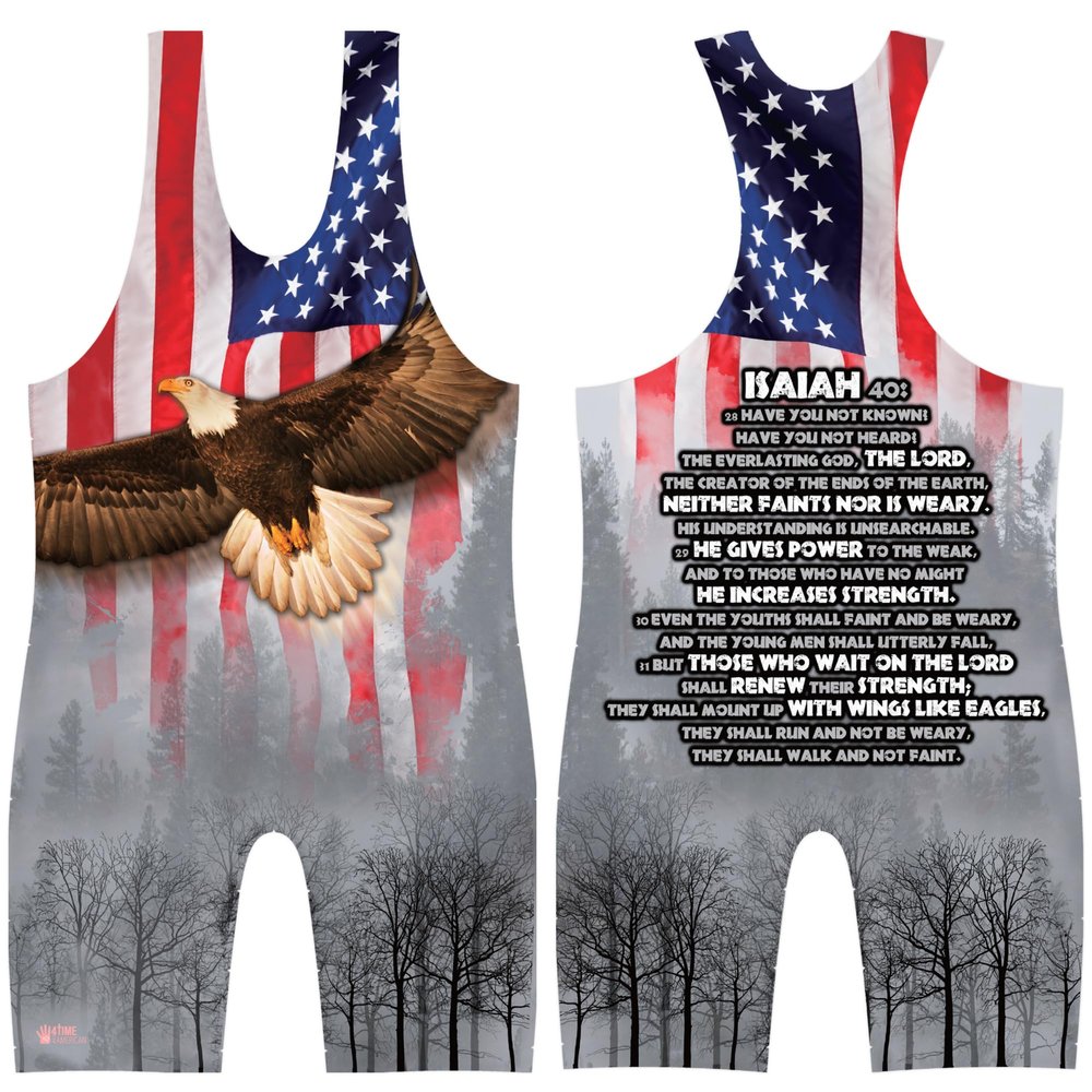 4 Time All American Isaiah 40 Sublimated Wrestling Singlet size XS