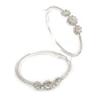 Rhodium Plated Clear Crystal 'Flower' Hoop Earrings - 5cm Diameter view 1