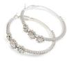 Rhodium Plated Clear Crystal 'Flower' Hoop Earrings - 5cm Diameter view 3