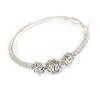 Rhodium Plated Clear Crystal 'Flower' Hoop Earrings - 5cm Diameter view 4