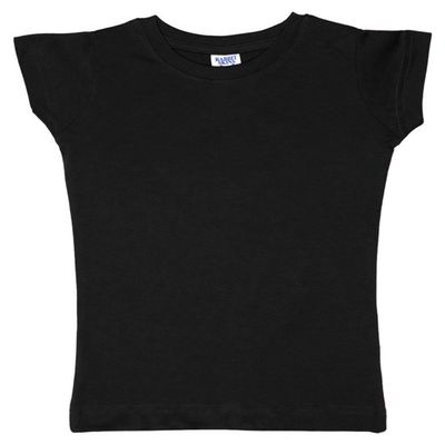Rabbit Skins Toddler Fine Jersey Ribbed Collar T-Shirt, Black, 2T