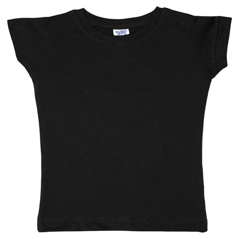 Rabbit Skins Toddler Fine Jersey Ribbed Collar T-Shirt, Black, 2T