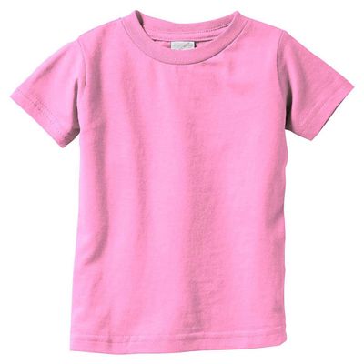 Rabbit Skins Baby Boys Fine Jersey Ribbed Collar T-Shirt,Pink,24 Months