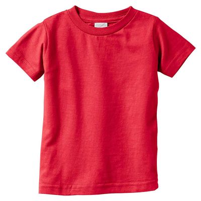 Rabbit Skins Baby Boys Fine Jersey Ribbed Collar T-Shirt,Red,24 Months
