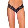 BodyZone Women's Lace V Front Thong Underwear, Black, One Size view 1