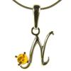 BALTIC AMBER AND STERLING SILVER 925 DESIGNER ALPHABET LETTER N PENDANT JEWELLERY JEWELRY (NO CHAIN) view 1