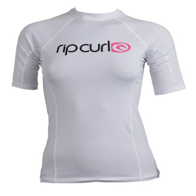 Rip Curl Cloudbreak Short Sleeve Rash Guard Shirt, Small, White