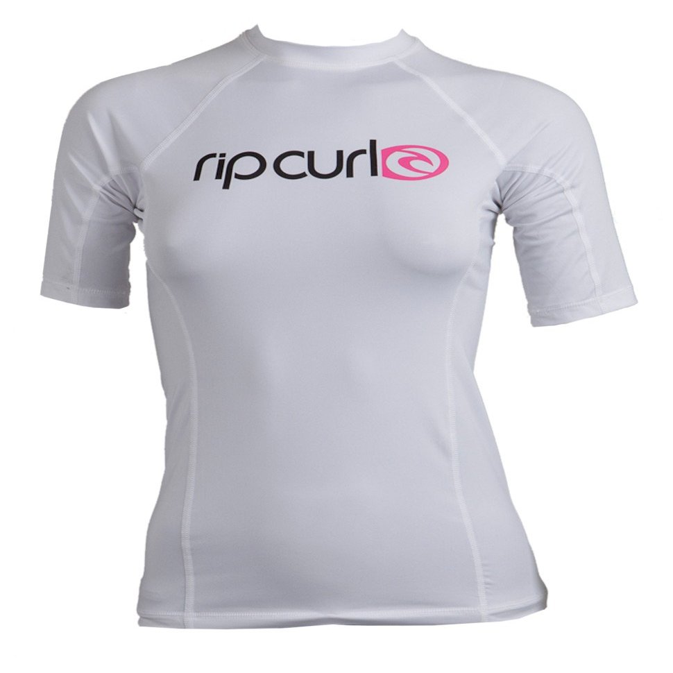 Rip Curl Cloudbreak Short Sleeve Rash Guard Shirt, Small, White