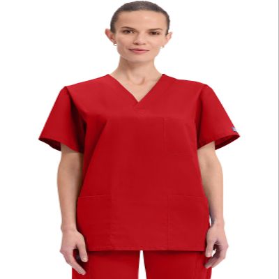 Cherokee Big and Tall Originals Unisex V-Neck Scrubs Shirt, Red, XX-Large