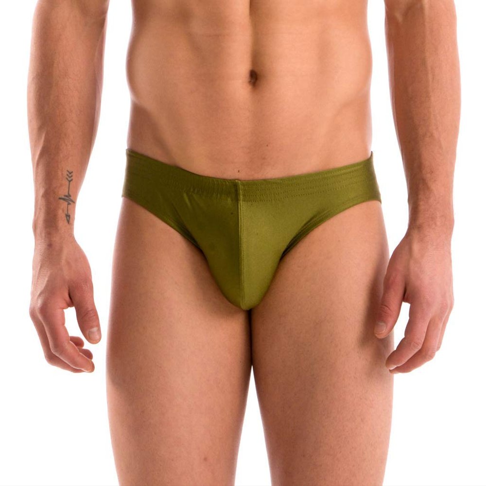 Gary Majdell Sport Mens Solid Olive Contour Pouch Bikini Swimsuit Size Medium