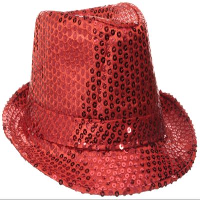Be Wicked Women's Sequin Fedora Hat, Red, One Size