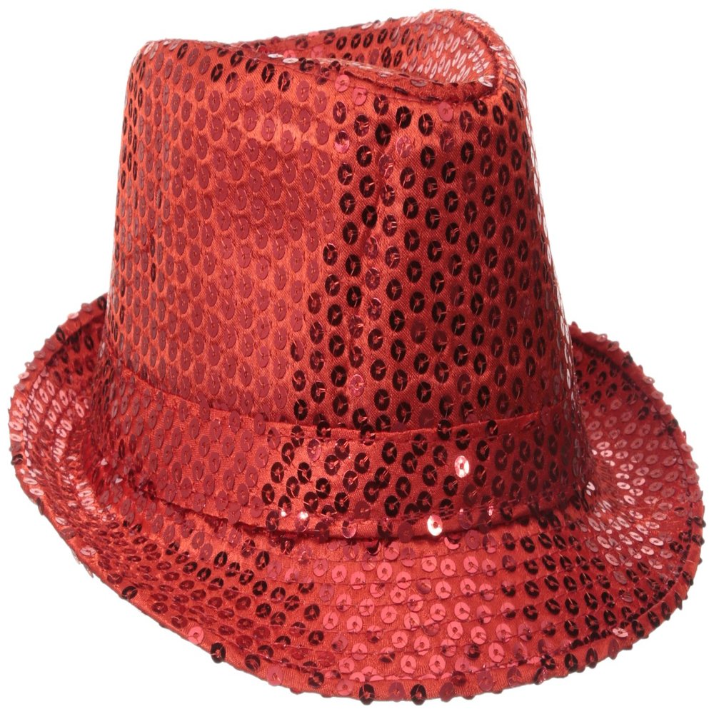 Be Wicked Women's Sequin Fedora Hat, Red, One Size