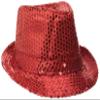 Be Wicked Women's Sequin Fedora Hat, Red, One Size view 1