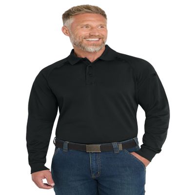 CornerStone Unisex Select Long Sleeve Snag-Proof Tactical Polo | Tough & Reliable Collared Work Shirt for Men & Women Black