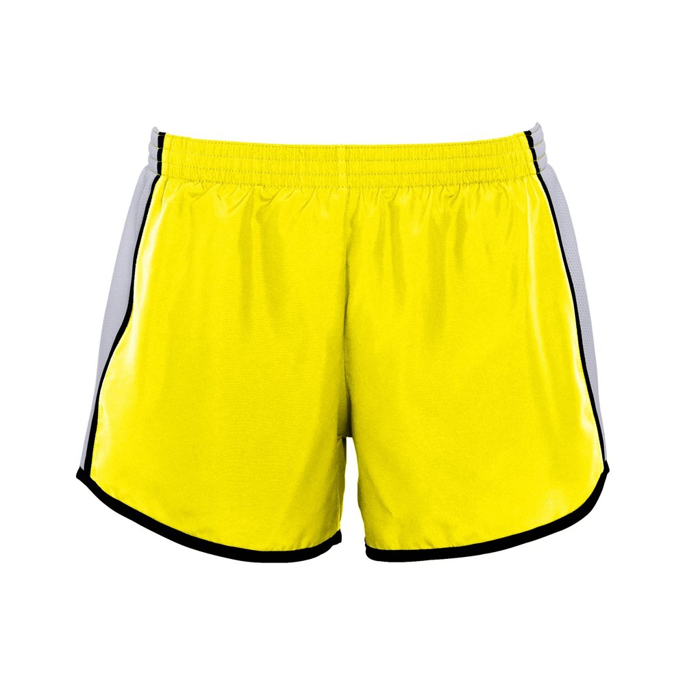 Augusta Sportswear Womens Junior Fit Pulse Team Short, Power Yellow/White/Black, Medium