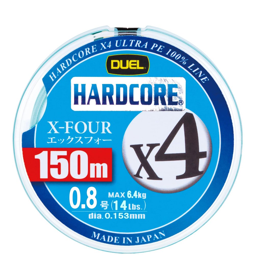 Duel Hardcore H3274-MG PE Line, No. 0.8, Hardcore X4, 160.4 yd (150 m), No. 0.8, MG, Milky Green