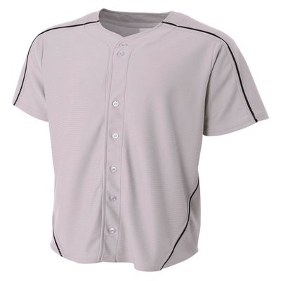 A4 Mens Warp Knit Baseball Jersey, 3XL, Gray/Black