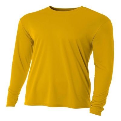 A4 Youth Cooling Performance Crew Long Sleeve T-Shirt, Gold, Small