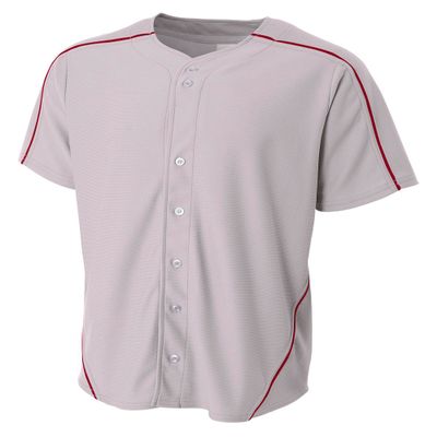 A4 Mens Warp Knit Baseball Jersey, 2XL, Gray/Cardinal