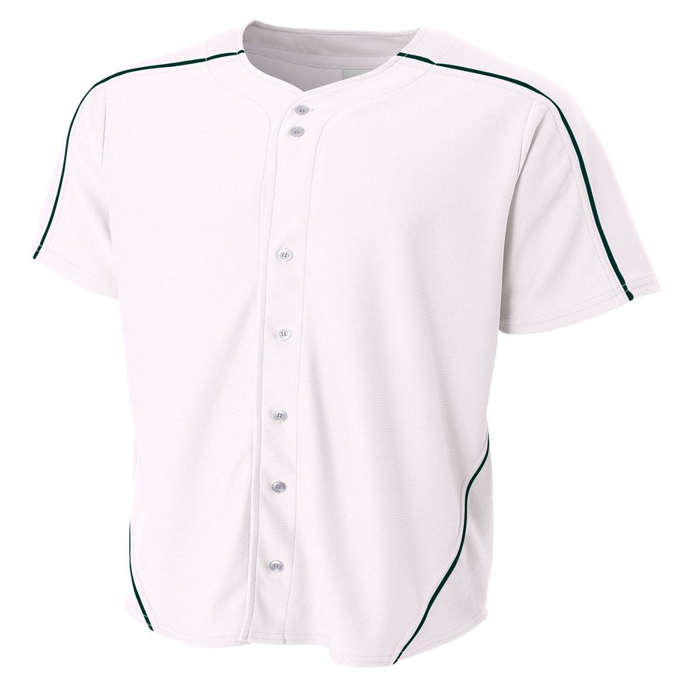 A4 Mens Warp Knit Baseball Jersey, 2XL, White/Forest