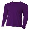 A4 Youth Cooling Performance Crew Long Sleeve T-Shirt, Purple, Small view 1