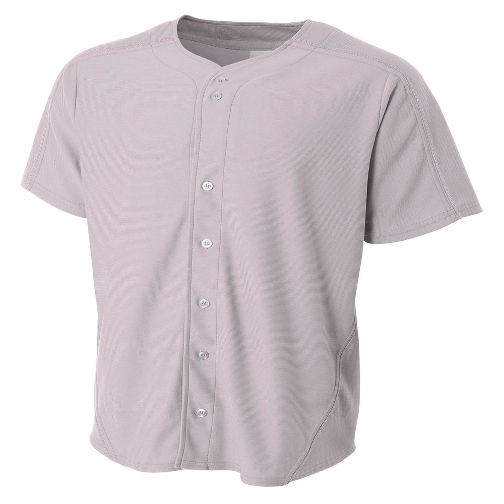 A4 Mens Warp Knit Baseball Jersey, 3XL, Grey