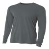 A4 Youth Cooling Performance Crew Long Sleeve T-Shirt, Graphite, Large view 1