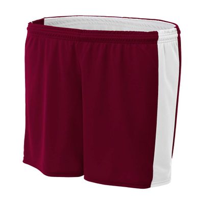 A4 Womens 8" Reversible Moisture Management Short, Small, Maroon White