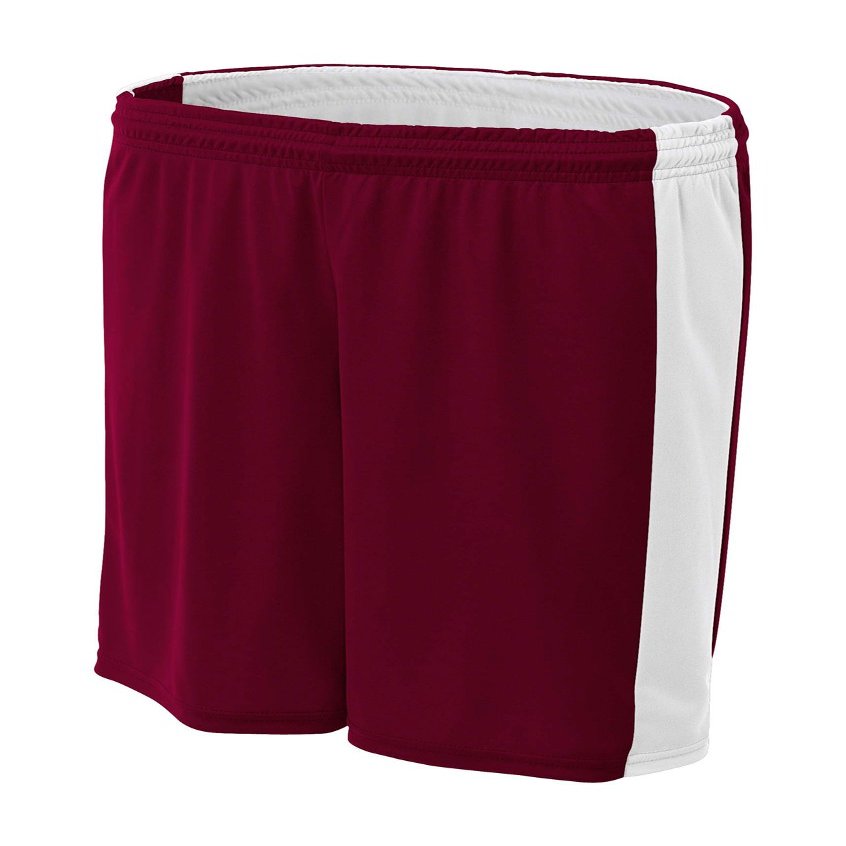 A4 Womens 8" Reversible Moisture Management Short, Small, Maroon White