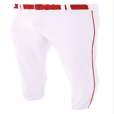 A4 Mens Pro-Style Elastic Bottom Baseball Pant, XL, White Scarlet