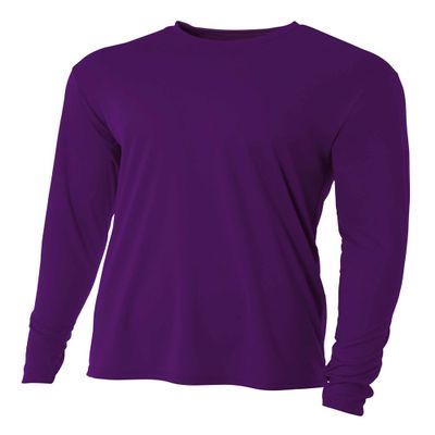 A4 Mens Cooling Performance Long Sleeve Crew, 2XL, Purple
